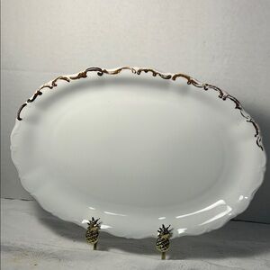 Classic White and Gold Trimmed Serving Platter Vintage